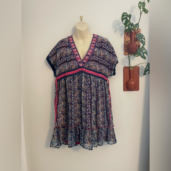 Sweet by Miss Me Floral Chiffon Adjustable Waist Mini Dress Large - Picture 2 of 4